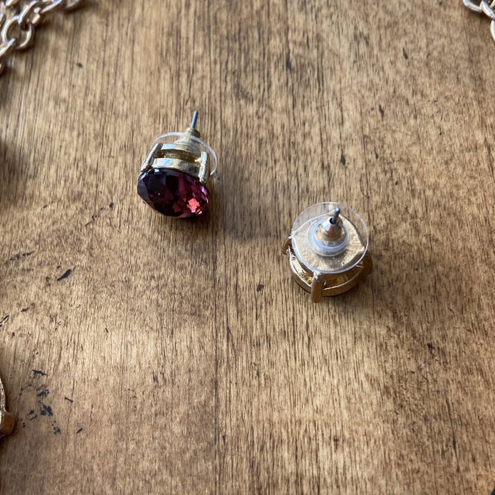 Ruby red necklace with matching earrings - Picture 4 of 5